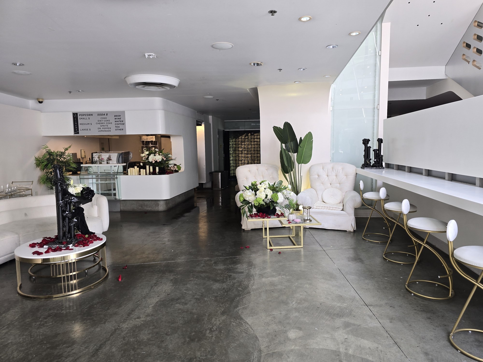 Lobby styled for a wedding